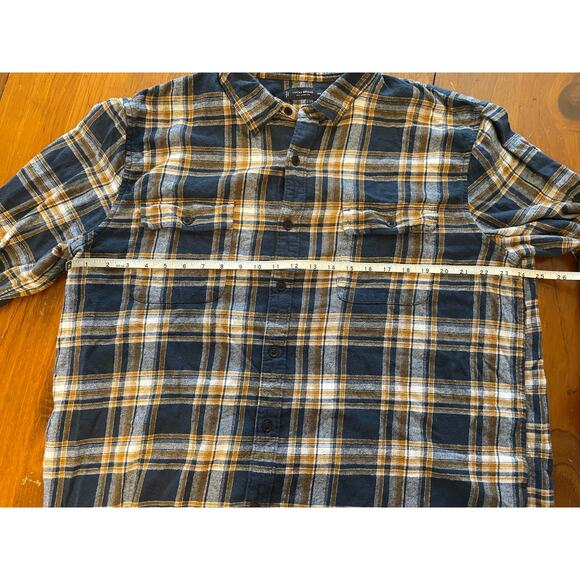 Lucky Brand XXL Womens Button Up Top Long Sleeve Flannel 100% Cotton Blue Yellow - Picture 9 of 12